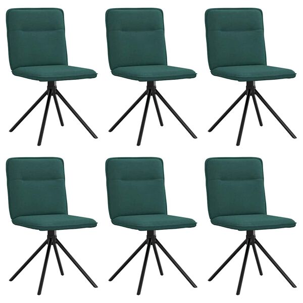 vidaXL Chaises &agrave; manger lot de 6 vert fonc&eacute; tissu