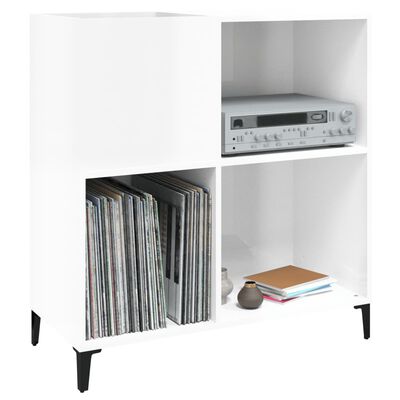 vidaXL Armoire à disques blanc brillant 84,5x38x89cm bois d'ingénierie