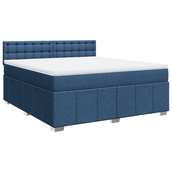 vidaXL Sommier &agrave; lattes de lit avec matelas Bleu 180x200 cm Tissu
