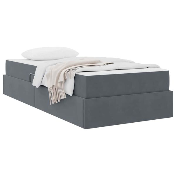 vidaXL Lit avec rangement et matelas Gris fonc&eacute; 90 x 200 cm Velours