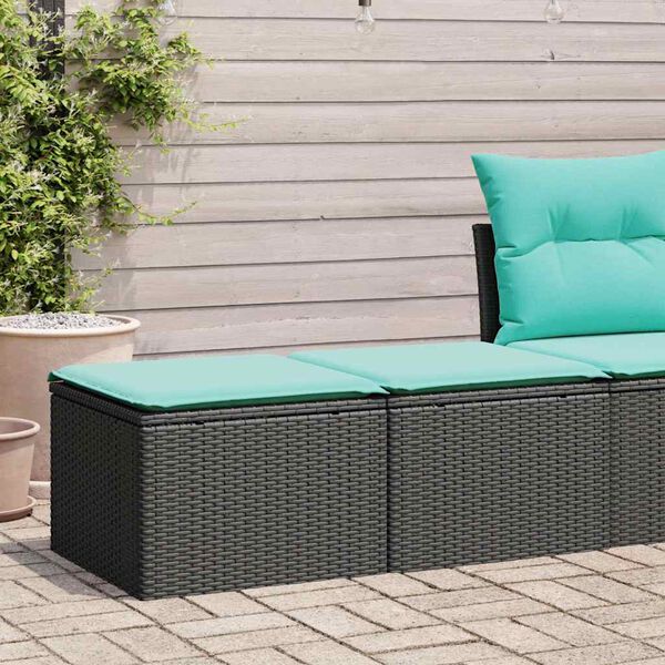 vidaXL Salon de jardin avec coussins 2 pcs noir résine tressée acacia