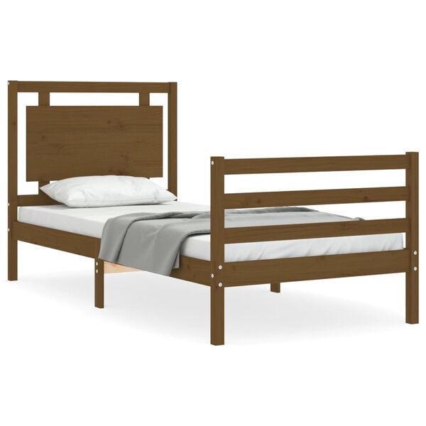 vidaXL Cadre de lit sans matelas marron miel bois massif