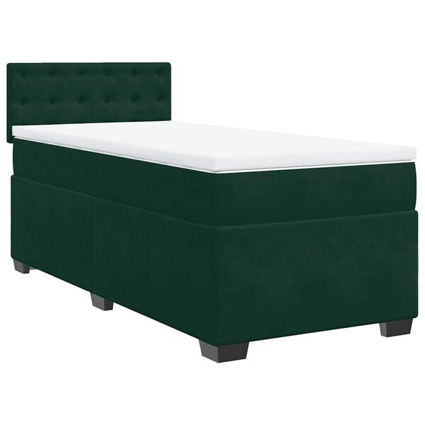 vidaXL Sommier &agrave; lattes de lit et matelas Vert fonc&eacute; 80x200 cm Velours