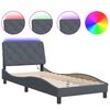 vidaXL Cadre de lit avec LED sans matelas gris fonc&eacute; 90x200 cm velours