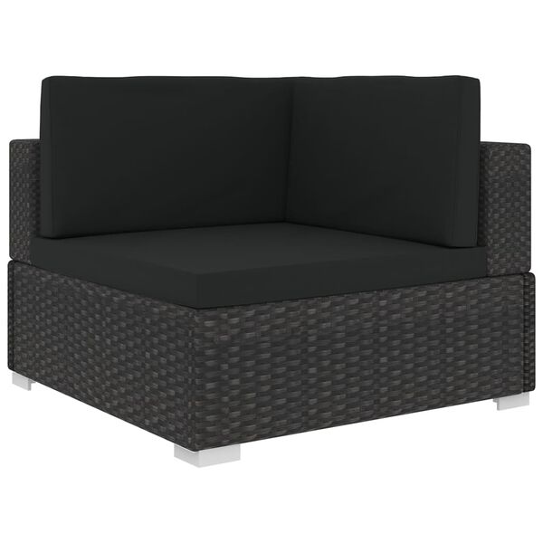 vidaXL Salon de jardin 5 pcs avec coussins Résine tressée Noir