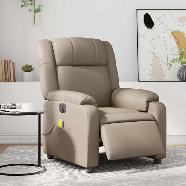 vidaXL Fauteuil de massage inclinable &eacute;lectrique cappuccino similicuir
