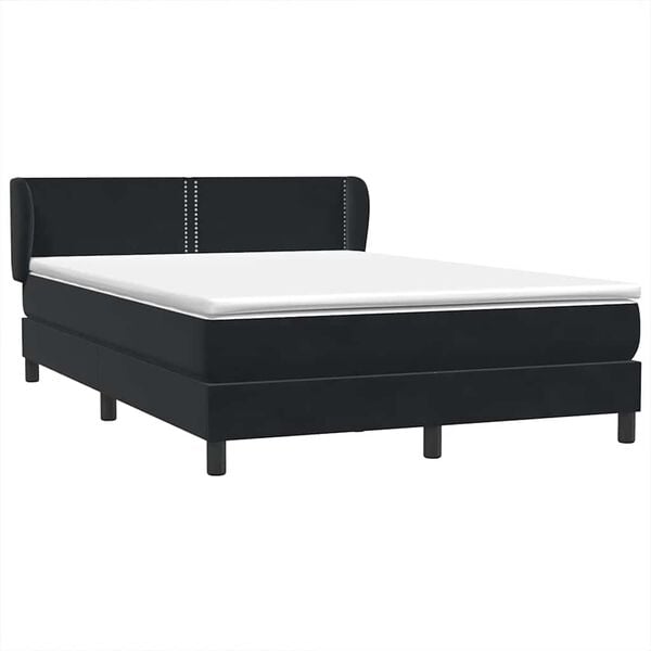 vidaXL Sommier &agrave; lattes de lit avec matelas noir 160x220 cm velours