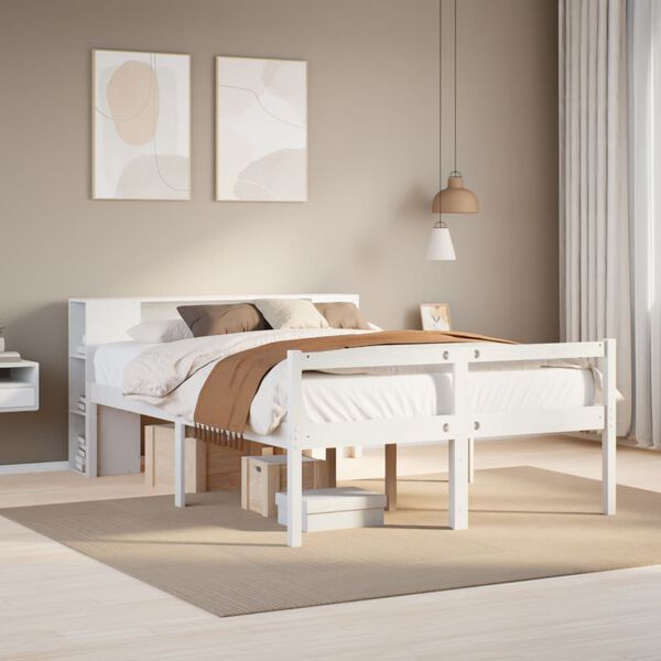 vidaXL Lit biblioth&egrave;que sans matelas blanc 120x190 cm bois pin massif