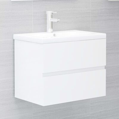 vidaXL Meubles de salle de bain blanc brillant bois d'ingénierie