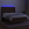 vidaXL Sommier &agrave; lattes de lit matelas LED Marron fonc&eacute; 140x190 cm