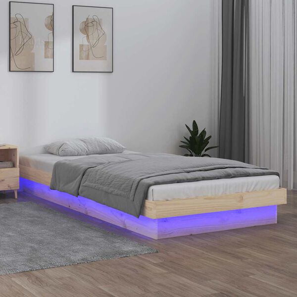 vidaXL Cadre de lit &agrave; LED sans matelas bois massif