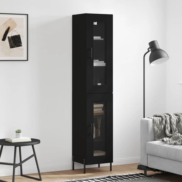 vidaXL Buffet haut Noir 34,5x34x180 cm Bois d'ing&eacute;nierie