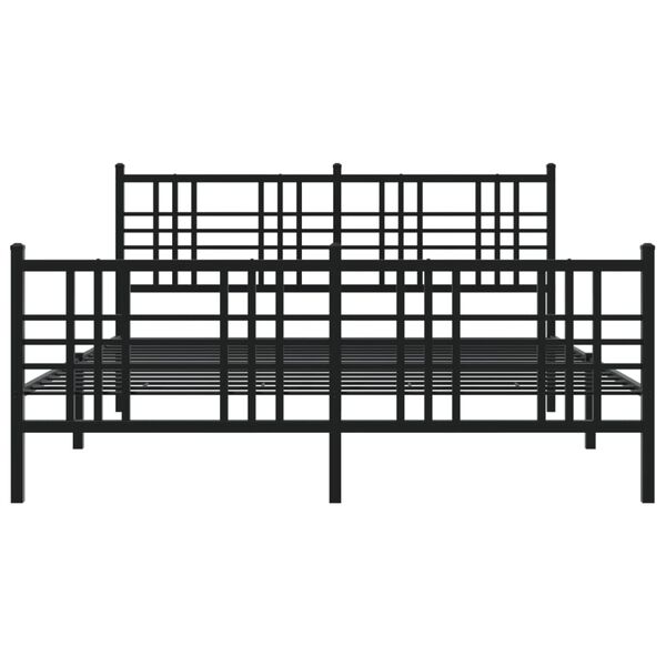 vidaXL Cadre de lit m&eacute;tal sans matelas avec pied de lit noir 160x200cm