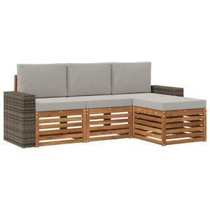 vidaXL Ensemble de canap&eacute;s d'ext&eacute;rieur 4 pc Naturel et gris clair
