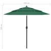 vidaXL Parasol de jardin &agrave; 3 niveaux avec m&acirc;t en aluminium vert 2,5 m