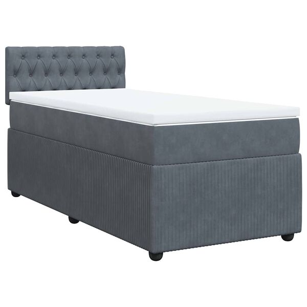 vidaXL Sommier &agrave; lattes de lit et matelas Gris fonc&eacute; 80x200 cm Velours