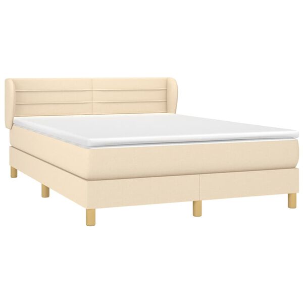 vidaXL Sommier &agrave; lattes de lit avec matelas Cr&egrave;me 140x190 cm Tissu