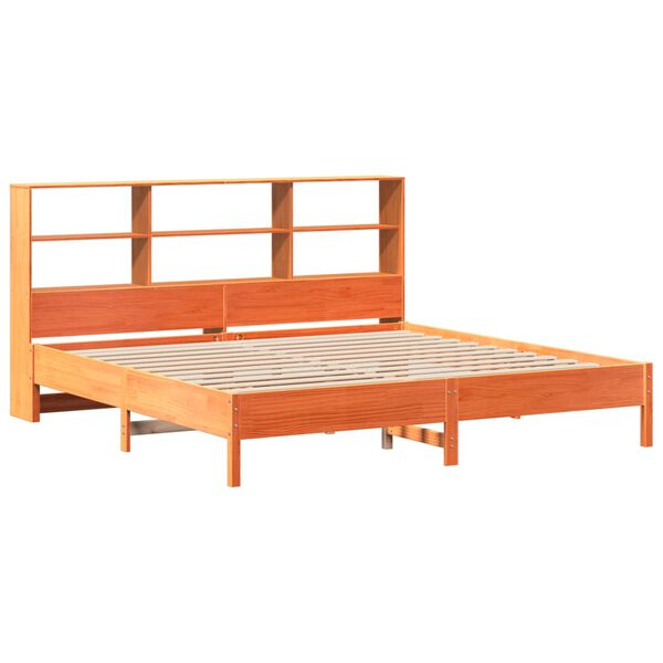 vidaXL Lit biblioth&egrave;que sans matelas cire marron 200x200 cm pin massif
