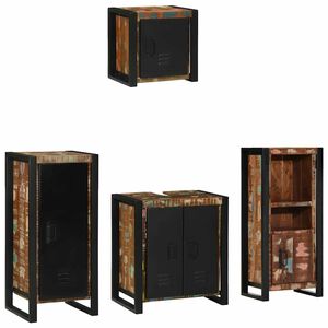 vidaXL Ensemble de mobilier de salle de bain 4 pcs Bois Recycl&eacute; Solide