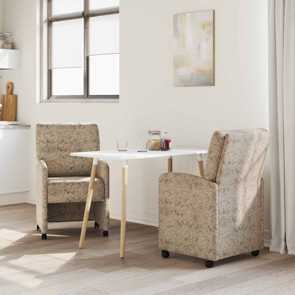 vidaXL Chaises de Salle &agrave; Manger avec Roues 2 pcs Gris clair