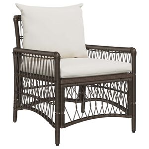 vidaXL Chaise de jardin avec coussin Marron 73 x 61 x 77 cm polyrotin