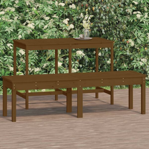 vidaXL Banc de jardin à 2 places marron miel 159,5x44x45cm bois de pin