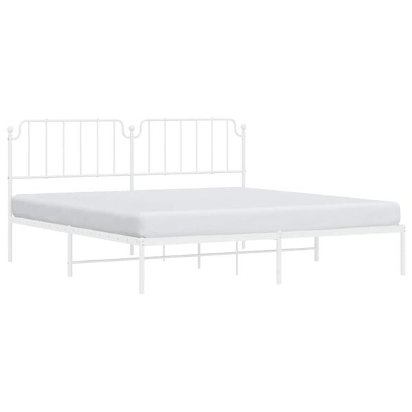 vidaXL Cadre de lit m&eacute;tal sans matelas et t&ecirc;te de lit blanc 193x203 cm