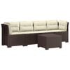 vidaXL Canap&eacute; de jardin 4 places avec coussins look rotin PP Marron