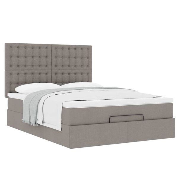 VidaXL Cadre de lit ottoman avec matelas taupe 140x190 cm tissu