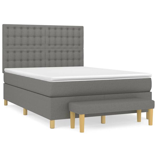 vidaXL Sommier &agrave; lattes de lit avec matelas Gris fonc&eacute; 140x190cm Tissu