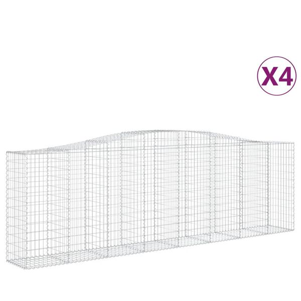 vidaXL Paniers &agrave; gabions arqu&eacute;s 4 pcs 400x50x120/140 cm Fer galvanis&eacute;