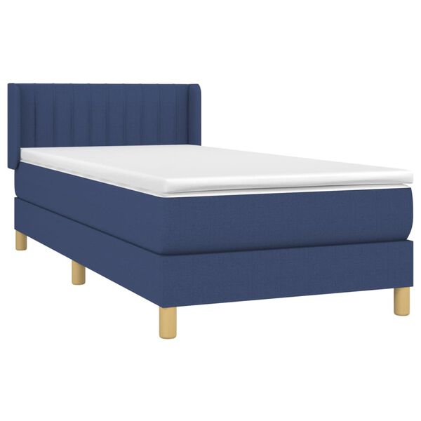 vidaXL Sommier &agrave; lattes de lit avec matelas Bleu 90x190 cm Tissu