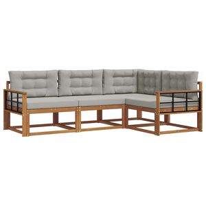 vidaXL Ensemble de canap&eacute;s d'ext&eacute;rieur 4 pcs Gris Naturel et Clair