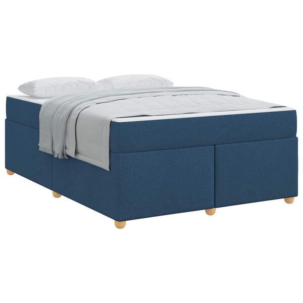 vidaXL Cadre de lit avec matelas Bleu 140 x 200 cm tissu