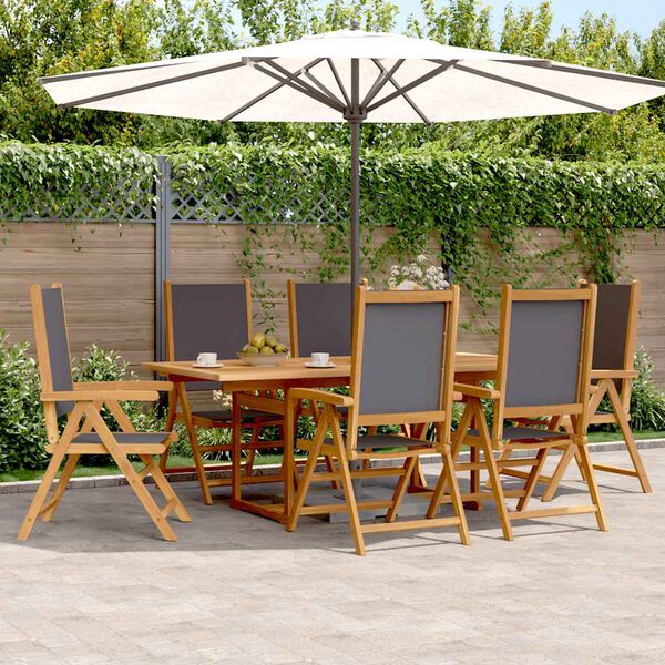 vidaXL Ensemble &agrave; manger de jardin 7 pcs anthracite tissu bois massif