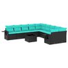 vidaXL Ensemble de canap&eacute; de jardin 11 pcs avec coussins noir r&eacute;sine tress&eacute;e