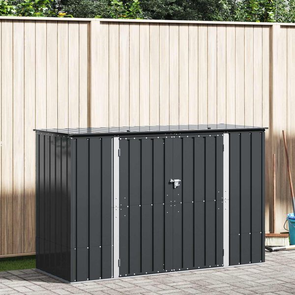 vidaXL Boîte de Rangement de Jardin Noir 214 x 82 x 132 cm Acier