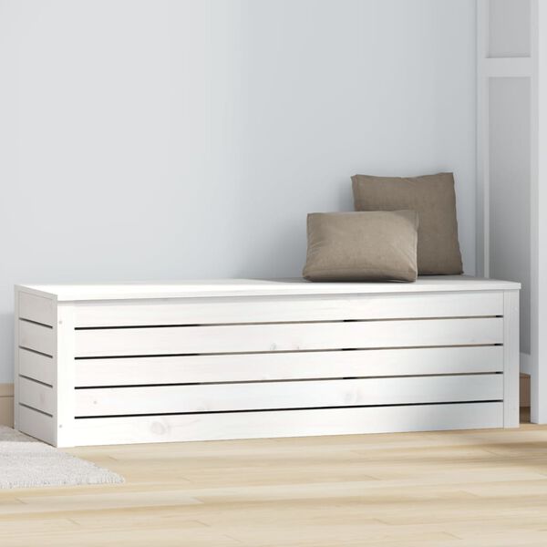 vidaXL Boîte de rangement Blanc 109x36,5x33 cm Bois massif de pin