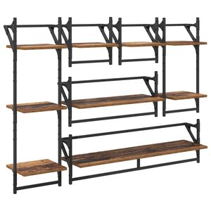 vidaXL Ensemble d'&eacute;tag&egrave;res murales 6 pc Bois Ancien 100 x 25 x 30 cm