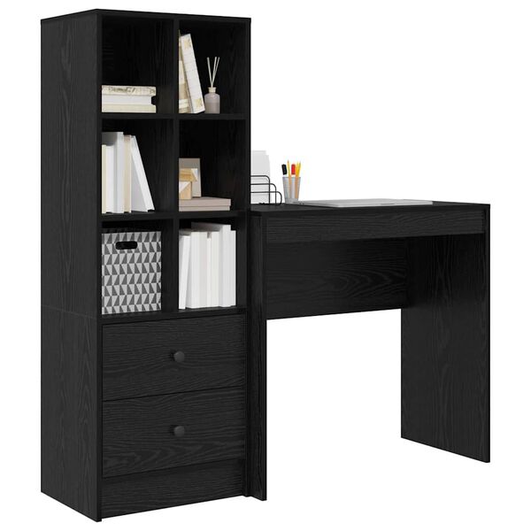 vidaXL Bureau avec tiroir 2 pcs Ch&ecirc;ne noir
