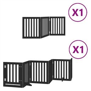 vidaXL Barri&egrave;re pour chien porte pliable 9 panneaux noir bois peuplier