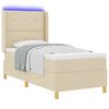 vidaXL Lit &agrave; ressorts avec matelas avec LED Cr&egrave;me 90 x 190 cm tissu