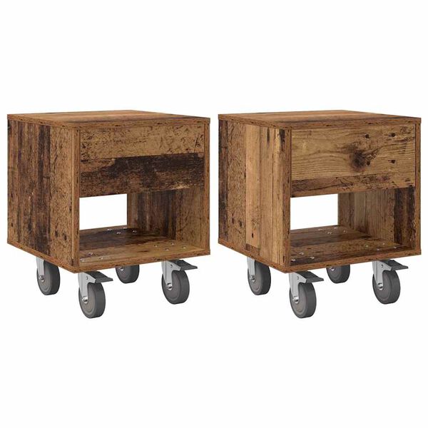 vidaXL Table de chevet 2 pcs Bois ancien 40,5 x 40 x 48 cm
