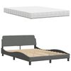 vidaXL Lit avec matelas Hanko gris foncé 140x200 cm tissu