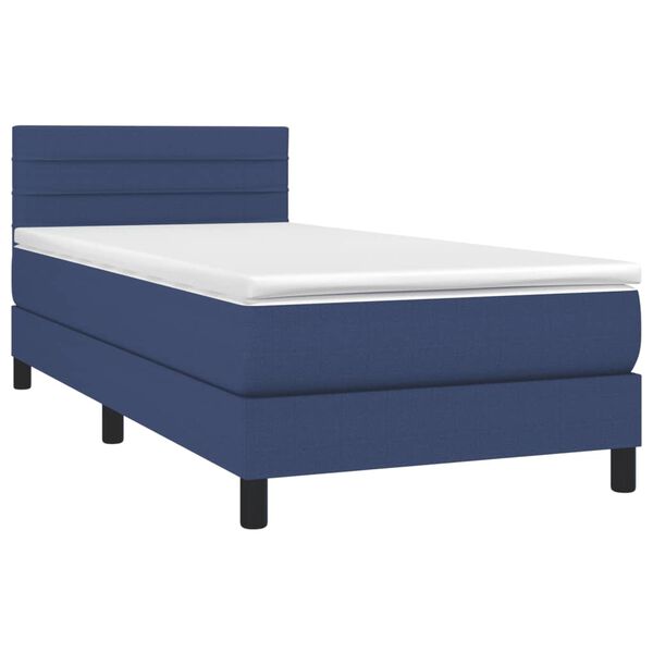 vidaXL Sommier &agrave; lattes de lit avec matelas Bleu 80x200 cm Tissu