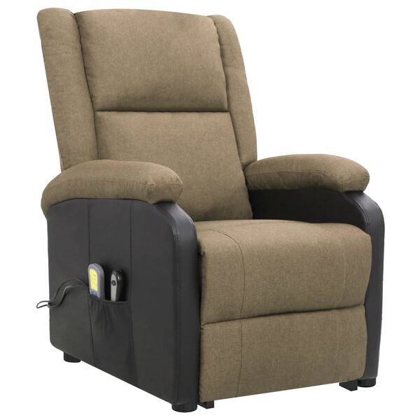 vidaXL Fauteuil de massage Taupe Tissu