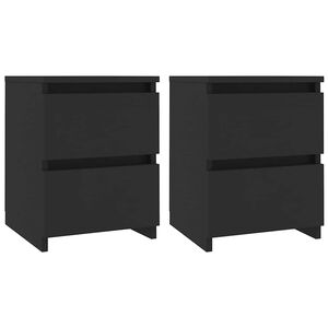 vidaXL Tables de chevet 2 pcs Noir 30x30x40 cm Bois d'ing&eacute;nierie