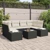 vidaXL Ensemble de canapé de jardin avec coussin 7 pcs Noir polyrotin
