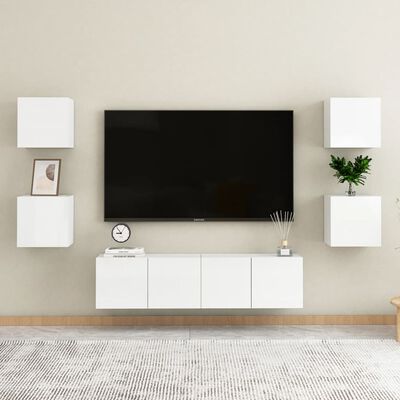 vidaXL Ensemble de meubles TV 6 pcs Blanc brillant Aggloméré