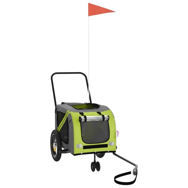 vidaXL Remorque de v&eacute;lo pour animaux de compagnie vert et noir